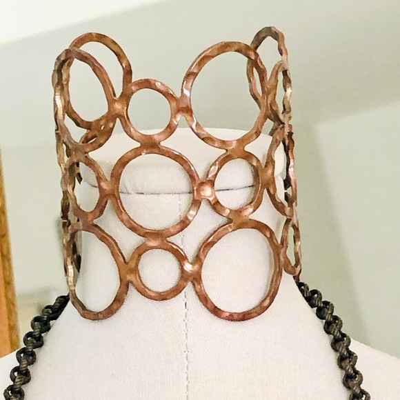 Vintage Fringe Chain Necklace & Modernist Wide Cuff Bracelet - Picture 10 of 16